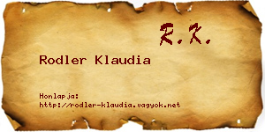 Rodler Klaudia névjegykártya